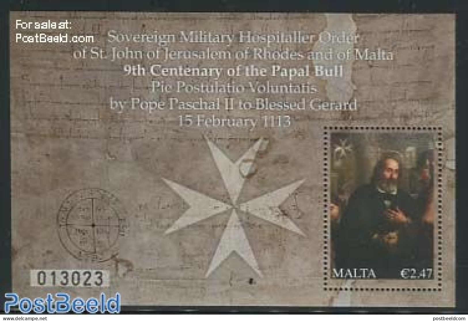 Malta 2013 Papal Bull S/s, Mint NH, Religion - Pope - Art - Paintings - Päpste