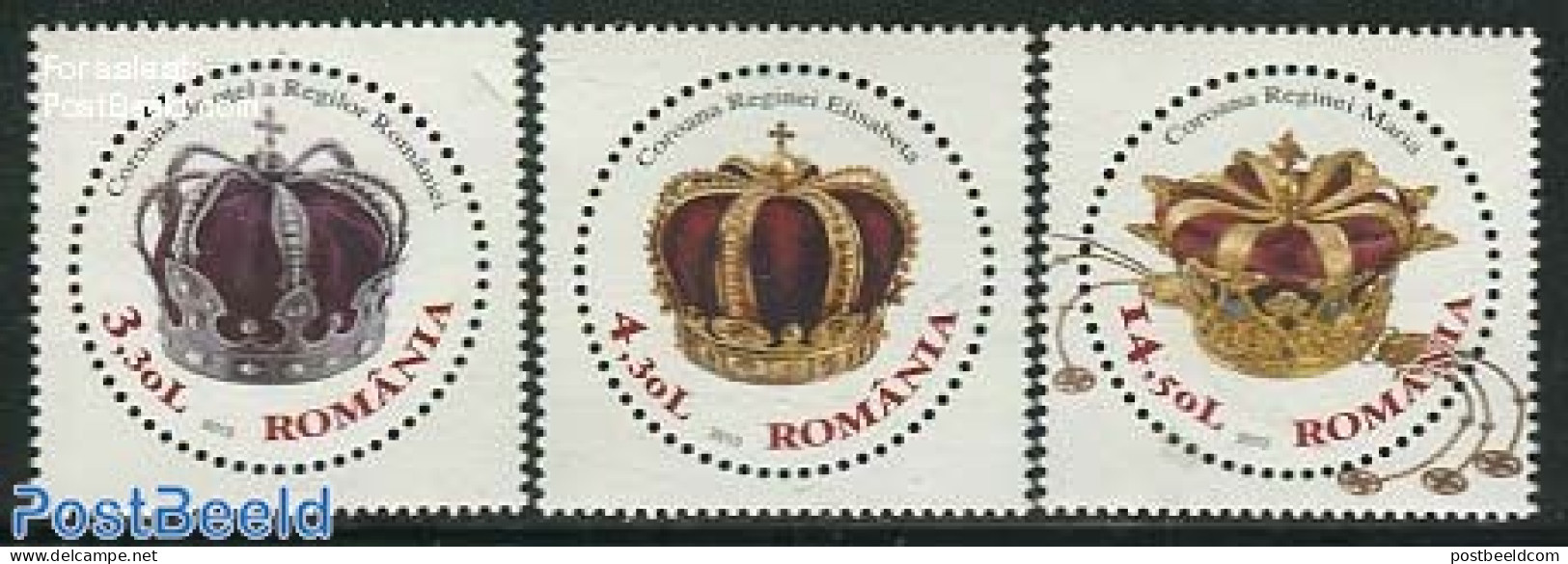 Romania 2013 Crowns 3v, Mint NH, History - Various - Kings & Queens (Royalty) - Round-shaped Stamps - Neufs