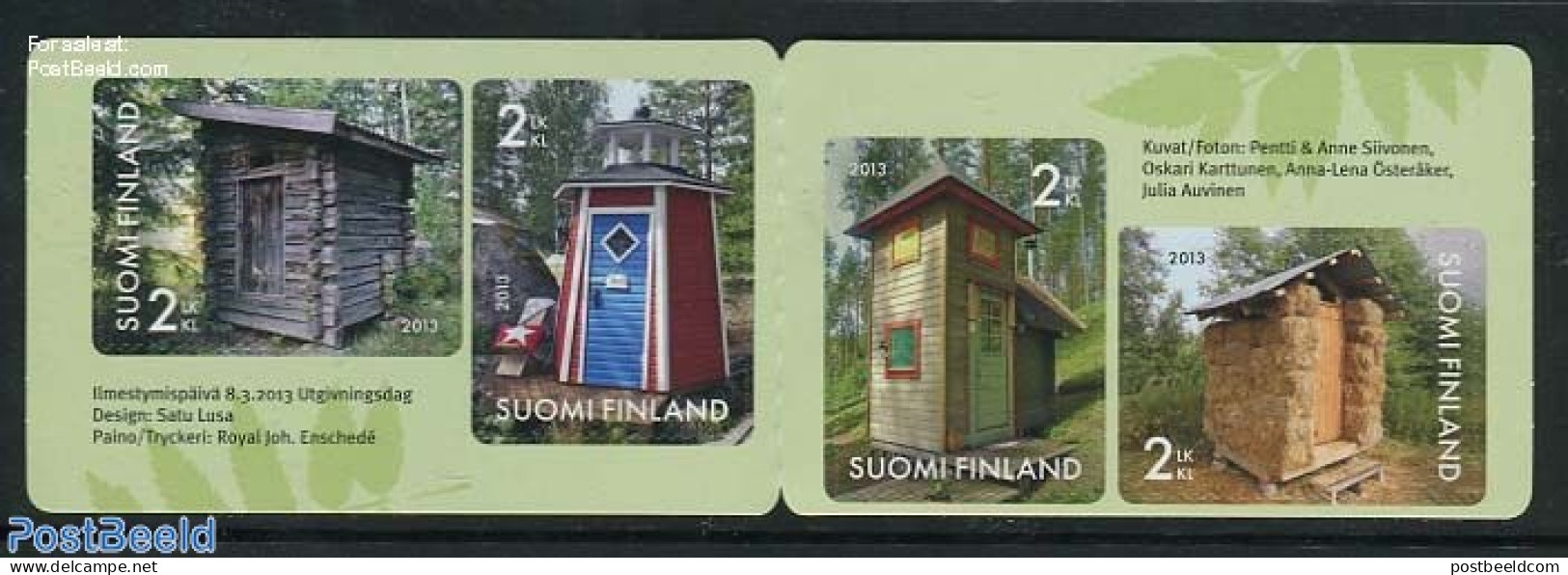Finland 2013 Outhouses 4v S-a In Booklet, Mint NH, Nature - Gardens - Neufs