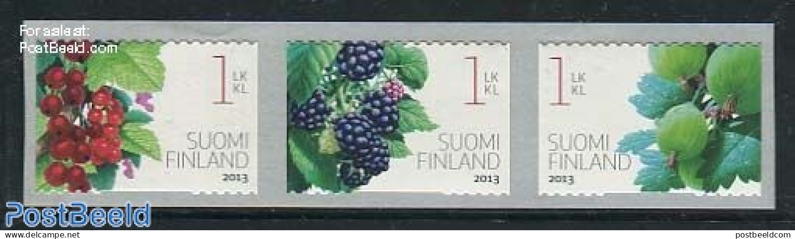 Finland 2013 Fruits 3v S-a, Mint NH, Nature - Fruit - Unused Stamps