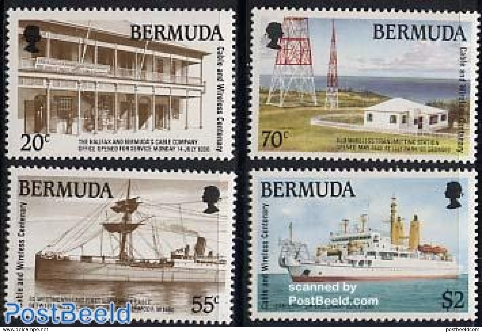 Bermuda 1990 Cable & Wireless 4v, Mint NH, Science - Transport - Telecommunication - Ships And Boats - Télécom