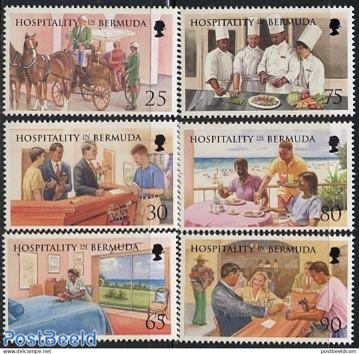 Bermuda 1998 Hospitality 6v, Mint NH, Health - Nature - Sport - Transport - Various - Food & Drink - Horses - Golf - C.. - Alimentation