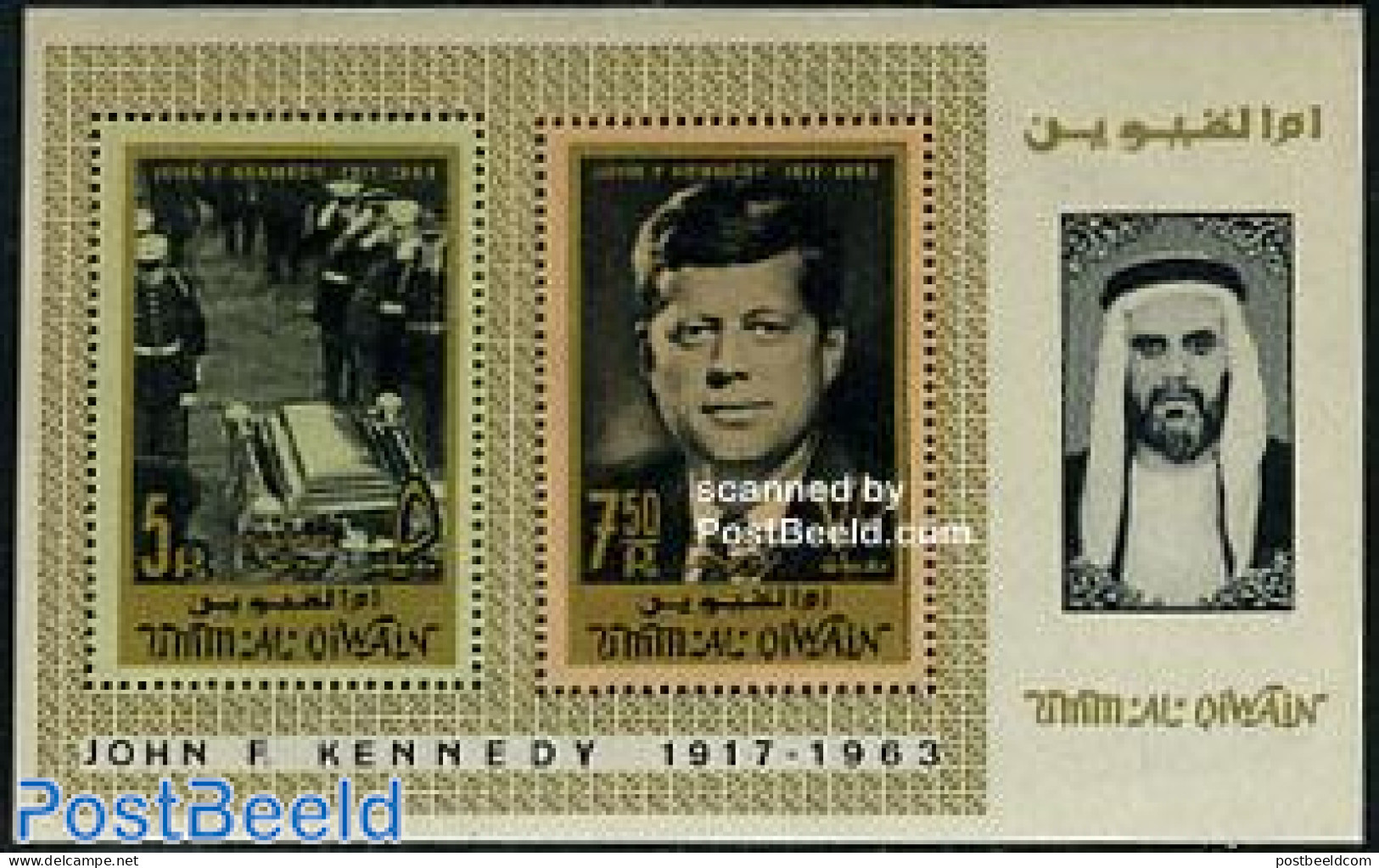 Umm Al-Quwain 1965 J.F. Kennedy S/s, Mint NH, History - American Presidents - Umm Al-Qiwain