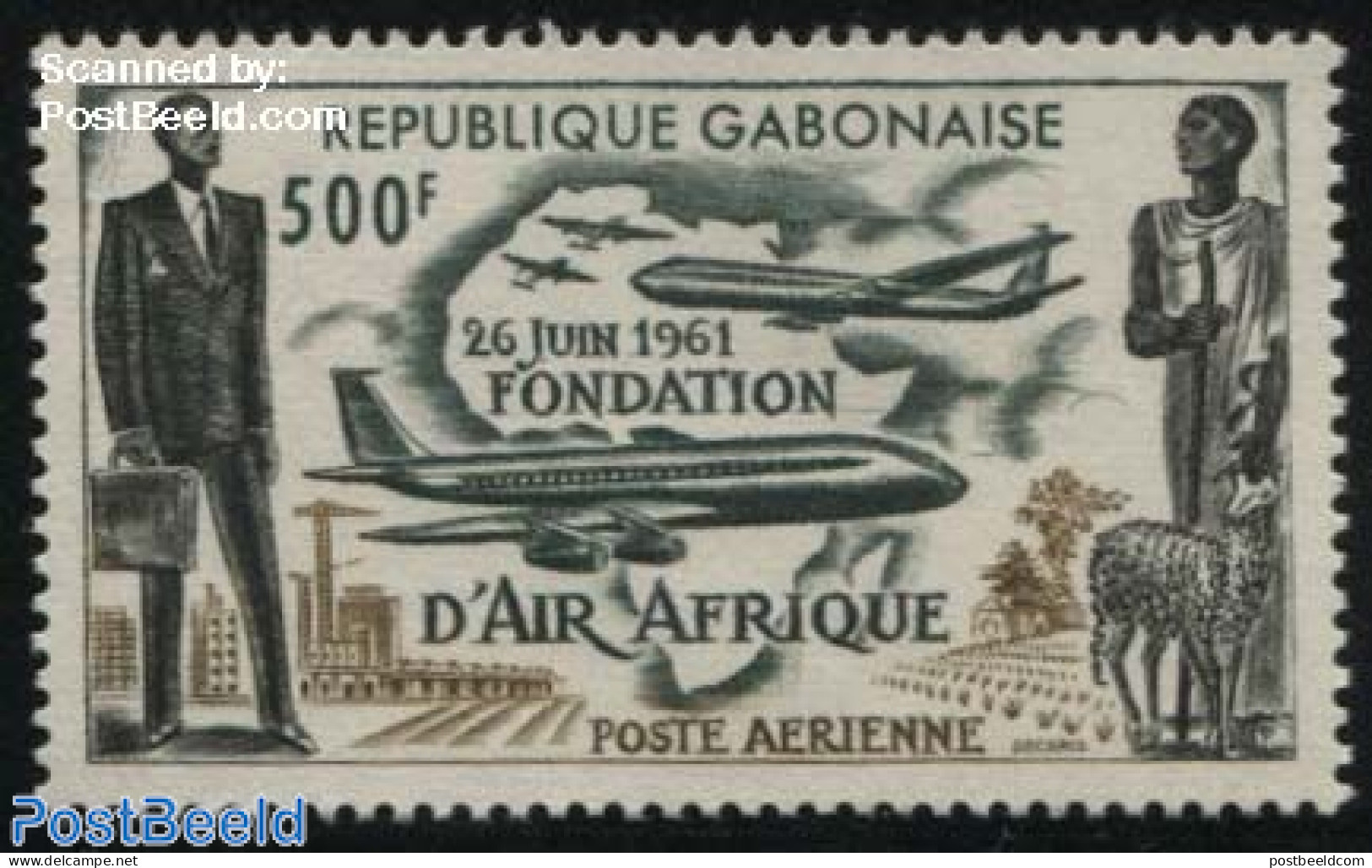 Gabon 1962 Air Afrique 1v, Mint NH, Transport - Aircraft & Aviation - Unused Stamps