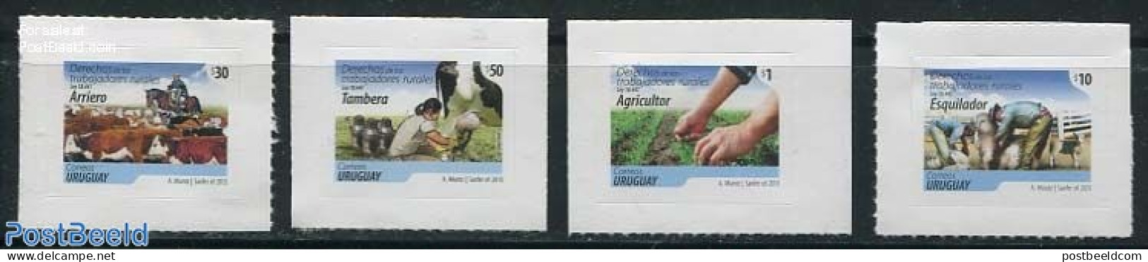 Uruguay 2013 Rural Rights 4v S-a, Mint NH, Nature - Various - Animals (others & Mixed) - Cattle - Agriculture - Justice - Agriculture
