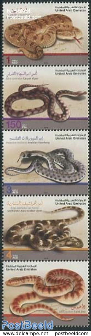 United Arab Emirates 2012 Desert Snakes 5v, Mint NH, Nature - Reptiles - Snakes - Autres & Non Classés