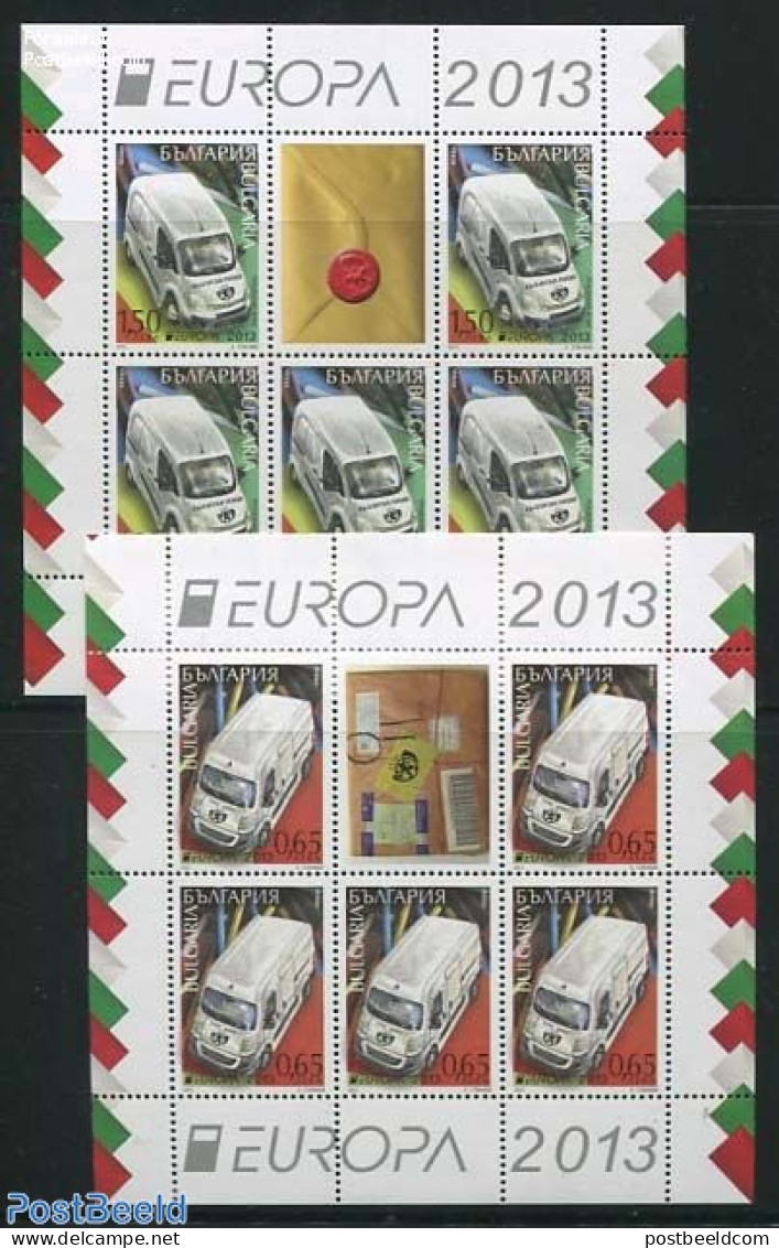 Bulgaria 2013 Europa, Postal Transport 2 M/s, Mint NH, History - Transport - Europa (cept) - Post - Automobiles - Neufs