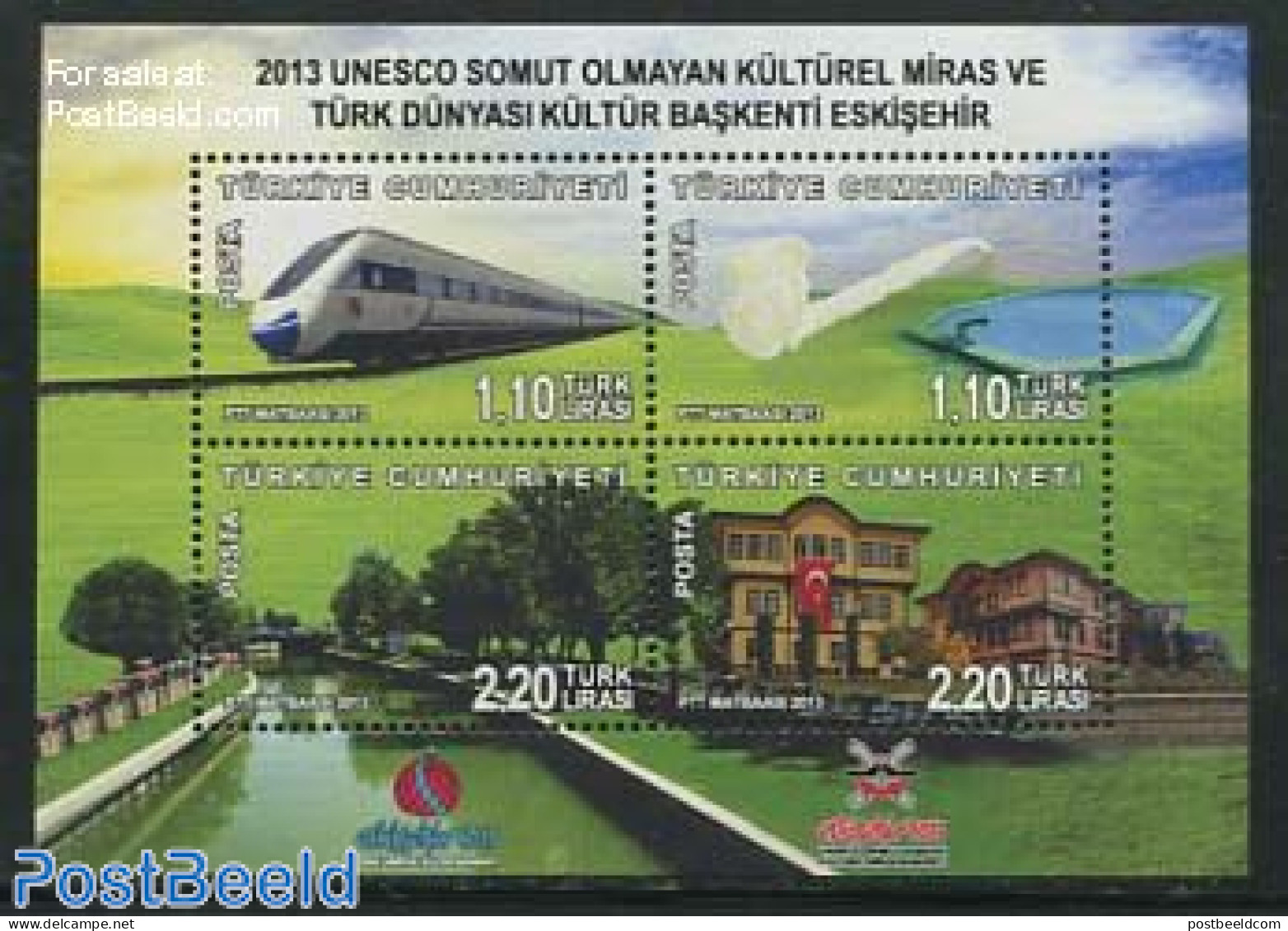 Türkiye 2013 Eskisehir Cultural Capital S/s, Mint NH, History - Transport - Unesco - Railways - Other & Unclassified