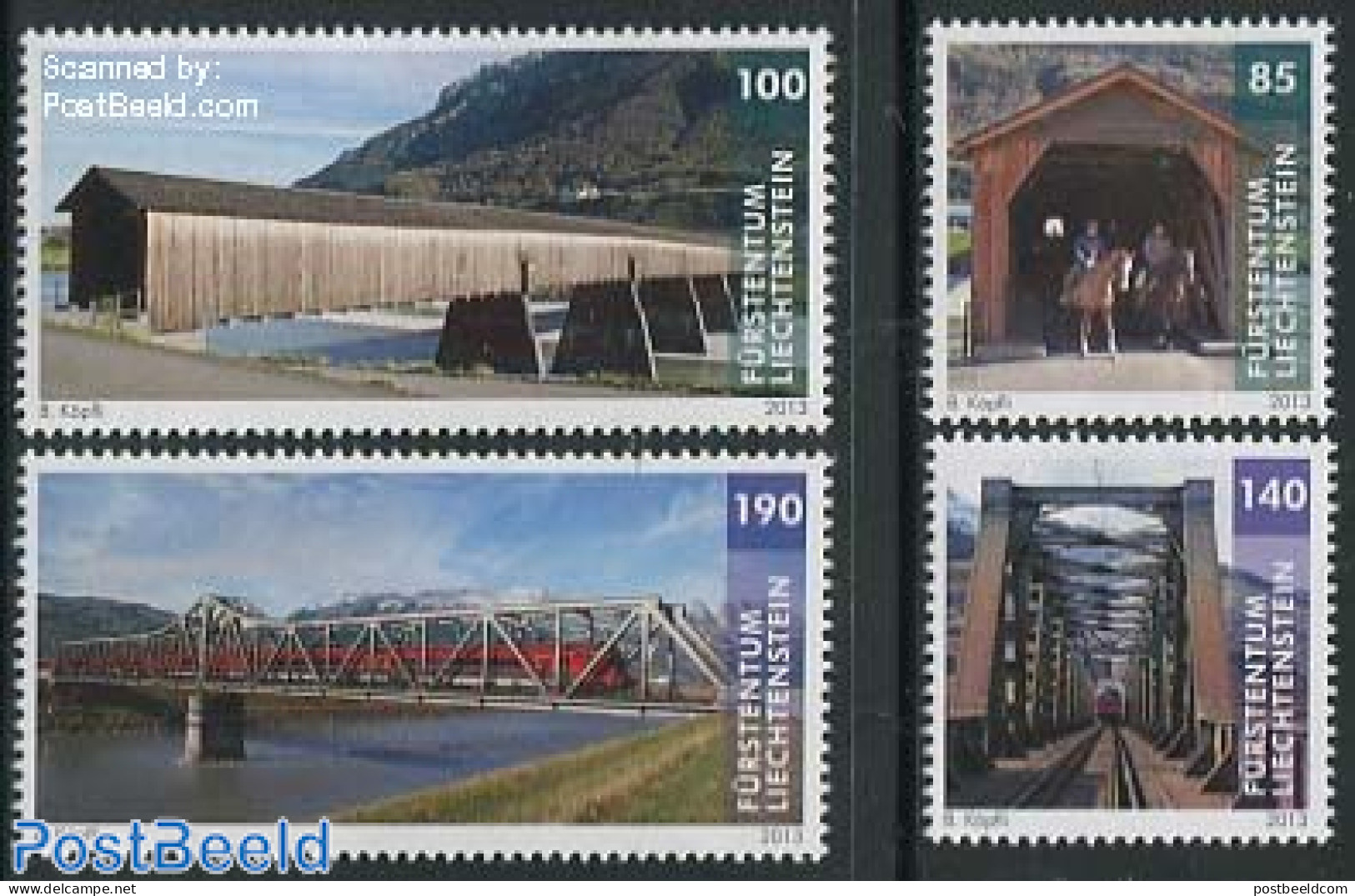 Liechtenstein 2013 Bridges 4v , Mint NH, Nature - Transport - Horses - Railways - Art - Bridges And Tunnels - Ungebraucht