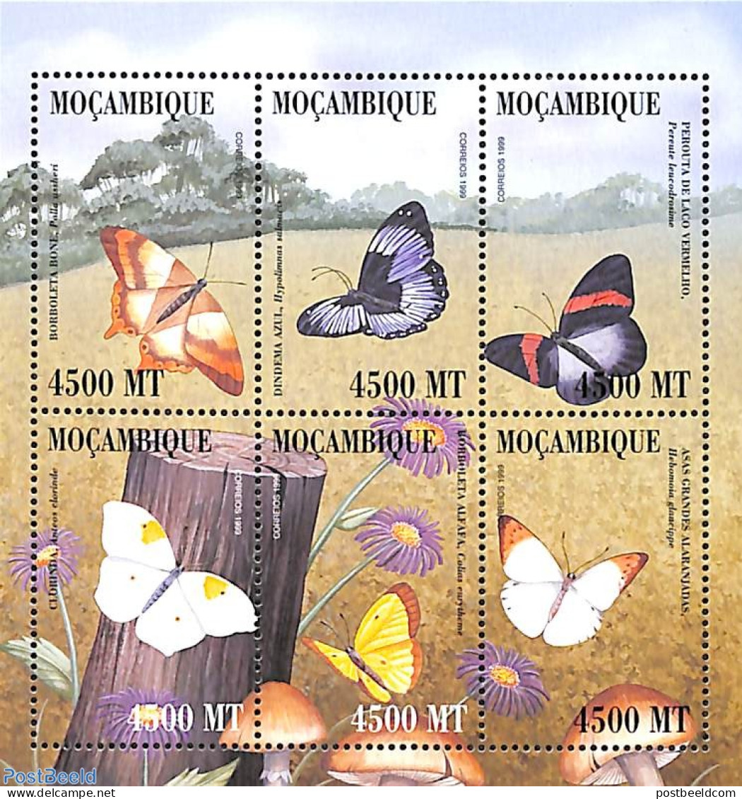 Mozambique 2000 Butterlies 6v M/s (Borboleta Bone A.o.), Mint NH, Nature - Butterflies - Mozambique