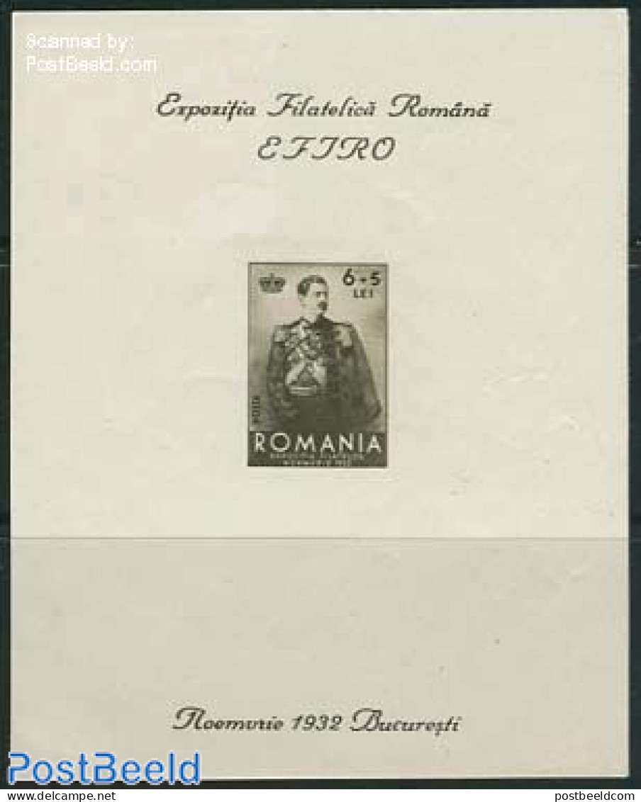 Romania 1932 Efiro Exposition S/s, Mint NH, History - Various - Kings & Queens (Royalty) - Philately - Uniforms - Ongebruikt