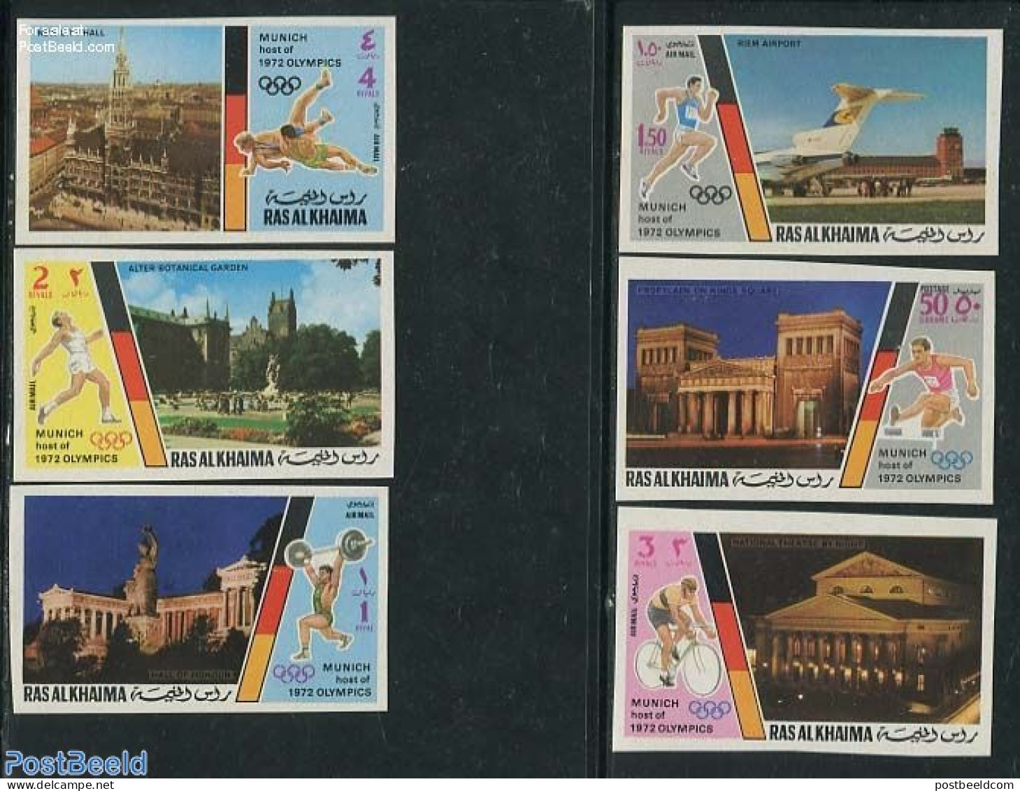 Ras Al-Khaimah 1972 Olympic Games 6v, Imperforated, Mint NH, Sport - Transport - Cycling - Olympic Games - Sport (othe.. - Radsport