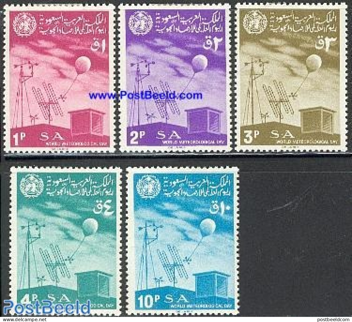 Saudi Arabia 1967 World Meteorology Day 5v, Mint NH, Science - Meteorology - Climat & Météorologie