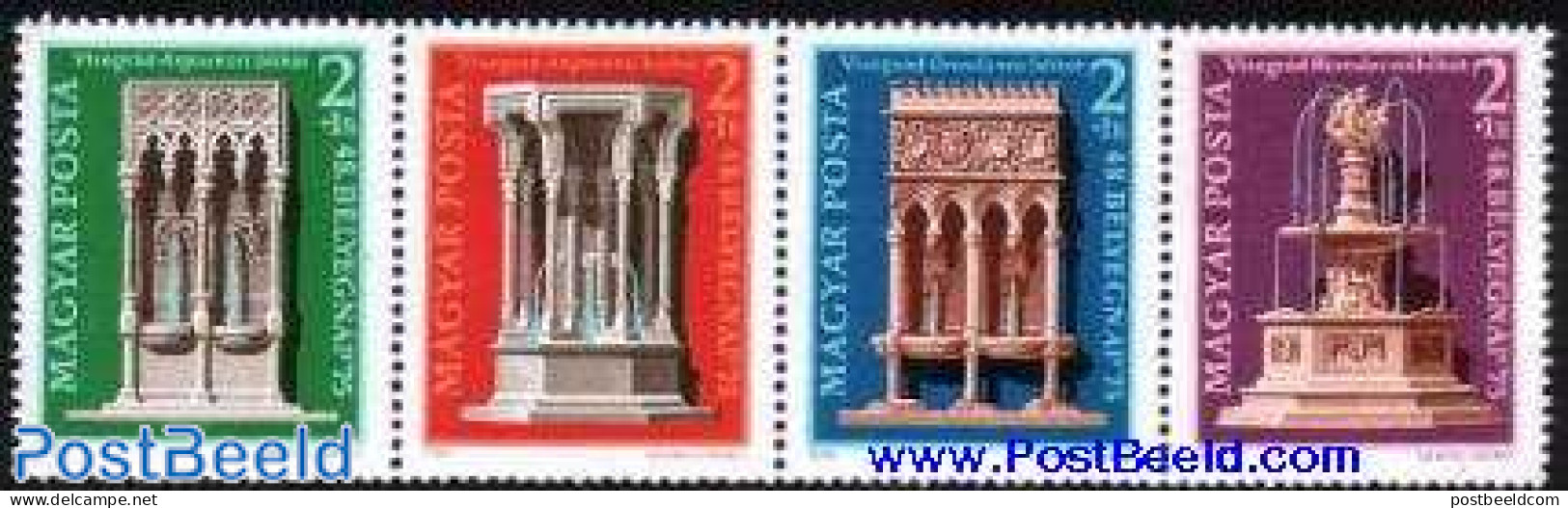 Hungary 1975 European Architectural Year 4v [:::], Mint NH, History - Europa Hang-on Issues - Stamp Day - Art - Archit.. - Neufs