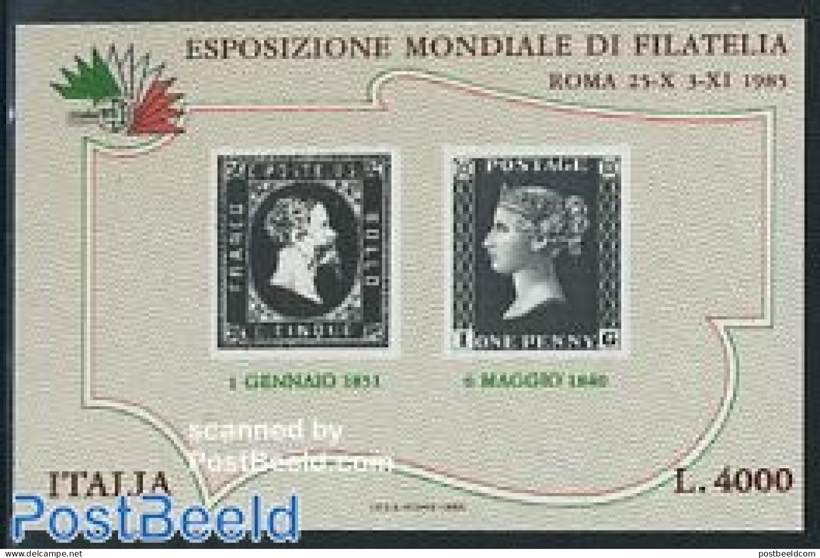 Italy 1985 Stamp Exposition S/s, Mint NH, Philately - Stamps On Stamps - Other & Unclassified