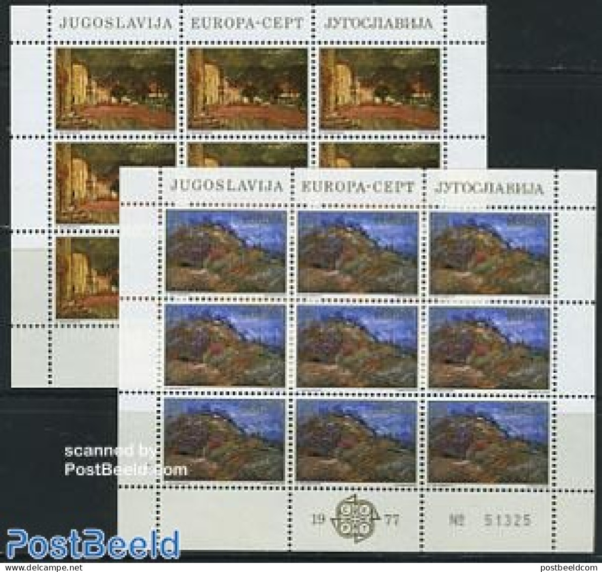 Yugoslavia 1977 Europa 2 M/ss (= 9 Sets), Mint NH, History - Europa (cept) - Art - Paintings - Neufs