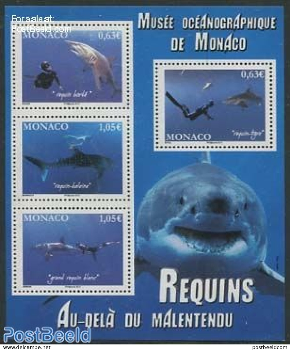 Monaco 2013 Sharks S/s, Mint NH, Nature - Sport - Fish - Diving - Sharks - Nuovi