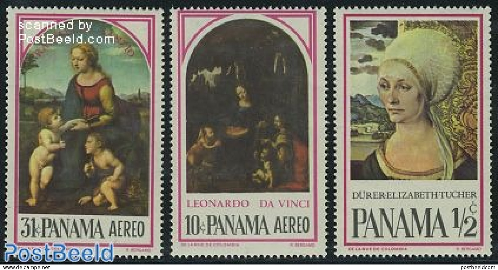 Panama 1966 Paintings 3v, Mint NH, Art - Dürer, Albrecht - Leonardo Da Vinci - Paintings - Raphael - Panamá