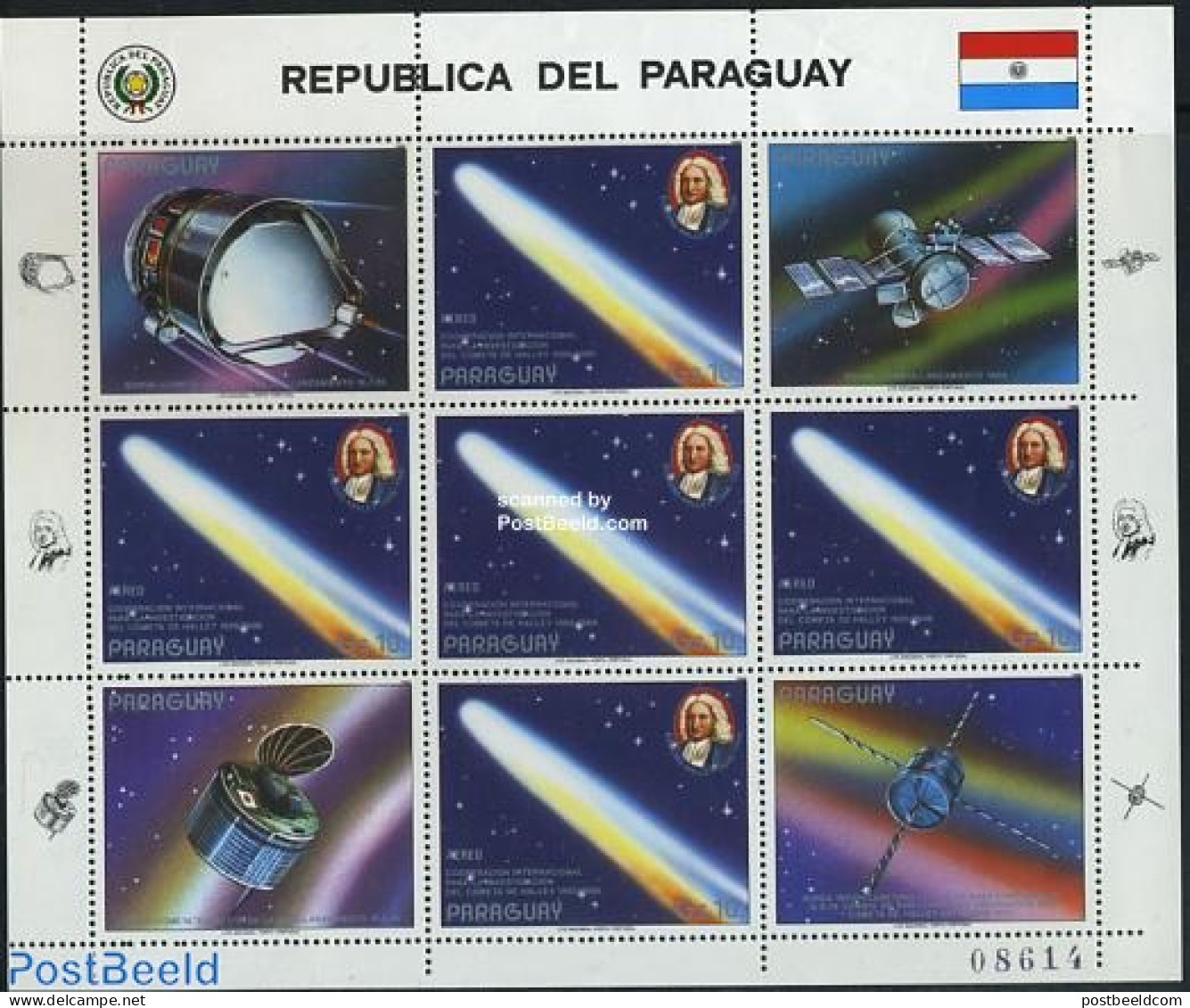 Paraguay 1986 Halleys Comet M/s, Mint NH, Science - Transport - Space Exploration - Halley's Comet - Astronomy