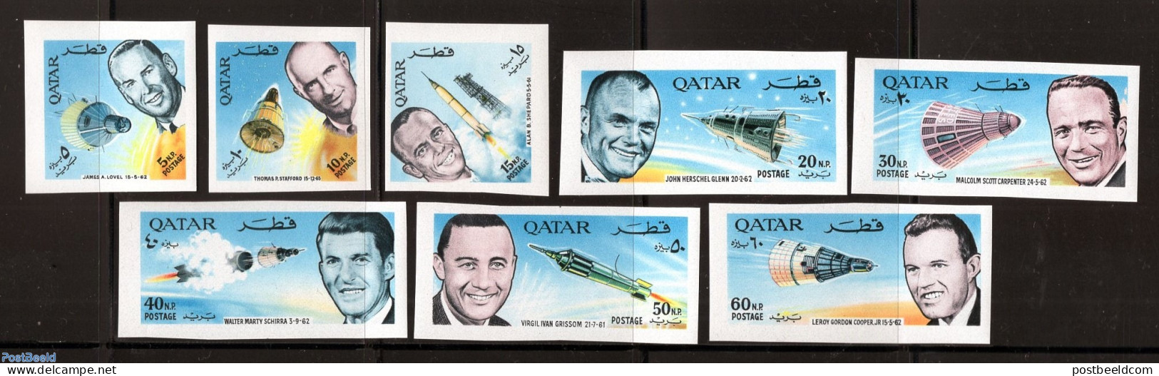 Qatar 1966 Astronauts 8v Imperforated, Mint NH, Transport - Space Exploration - Qatar
