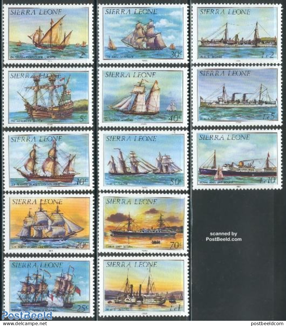 Sierra Leone 1985 Ships 13v (1985 On Stamps), Mint NH, Transport - Ships And Boats - Schiffe