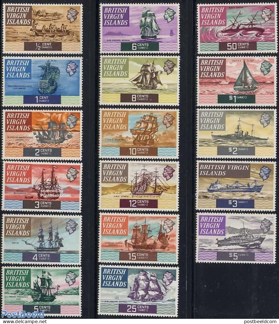 Virgin Islands 1970 Ships 17v, Definitives, Mint NH, Transport - Ships And Boats - Schiffe