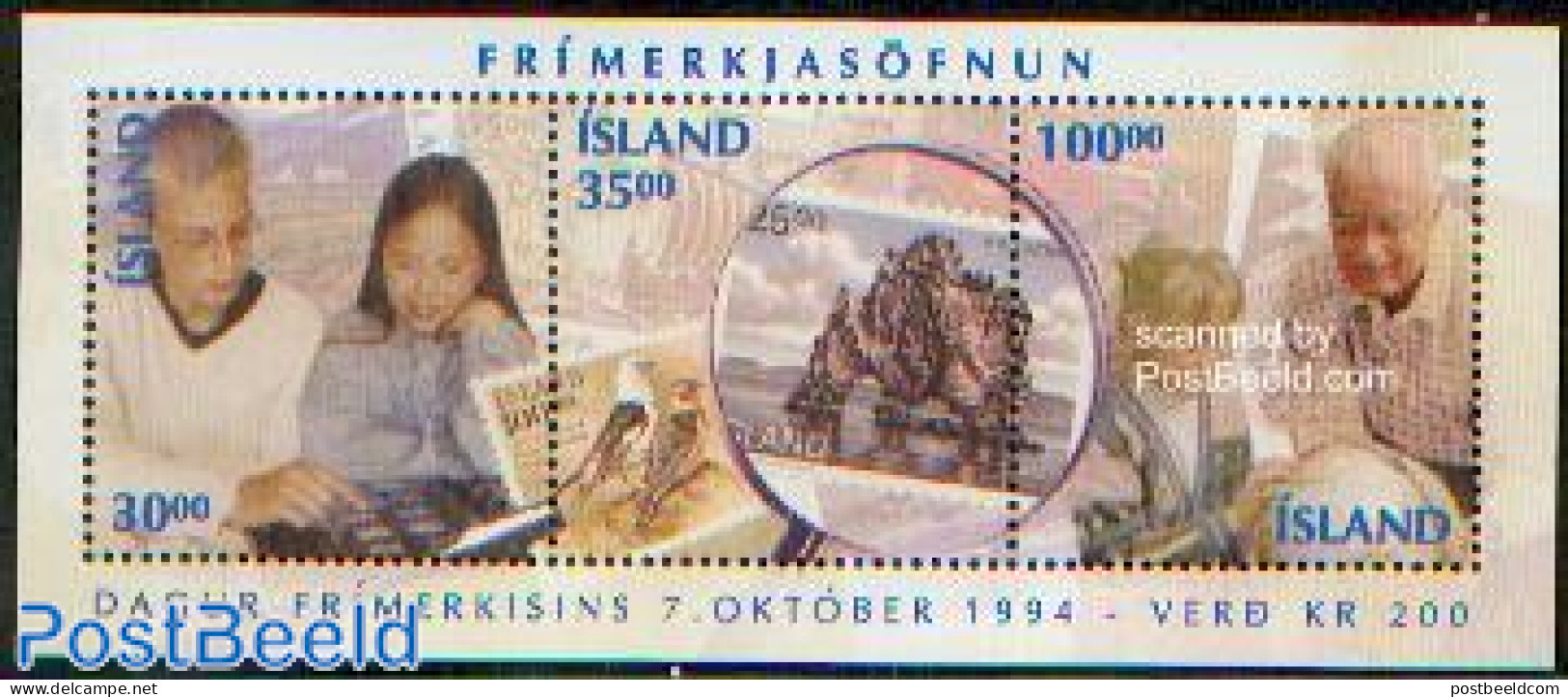 Iceland 1994 Philately S/s, Mint NH, Nature - Transport - Various - Birds - Philately - Stamps On Stamps - Ships And B.. - Unused Stamps