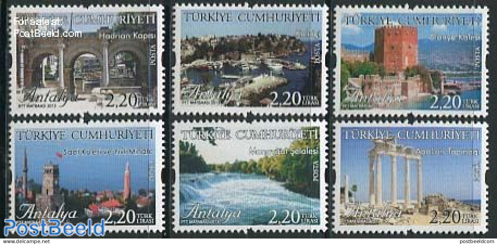 Türkiye 2013 Tourism, Antalya 6v, Mint NH, Nature - Transport - Various - Water, Dams & Falls - Ships And Boats - Tou.. - Other & Unclassified