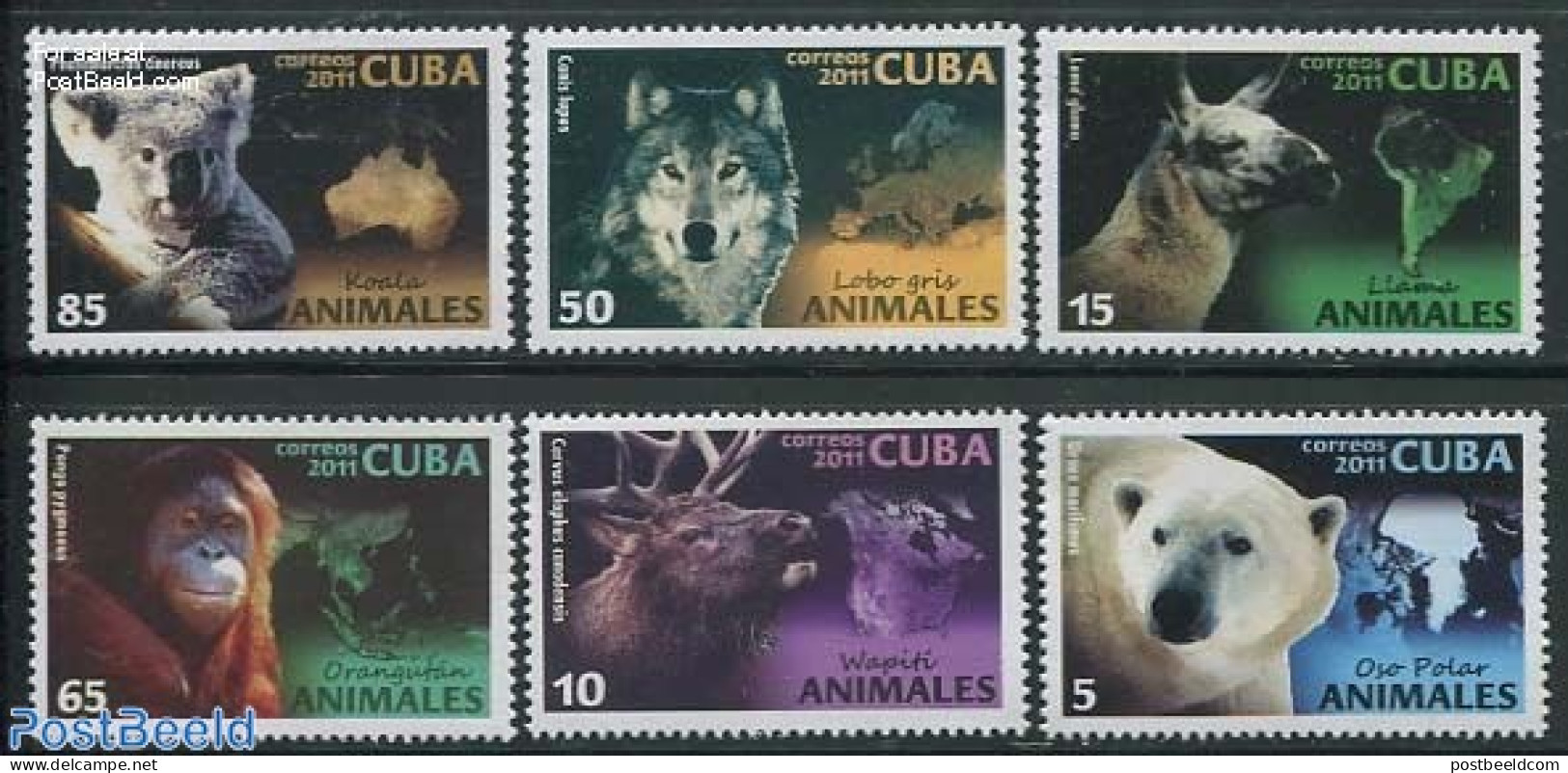 Cuba 2011 Animals 6v, Mint NH, Nature - Animals (others & Mixed) - Bears - Deer - Monkeys - Nuevos