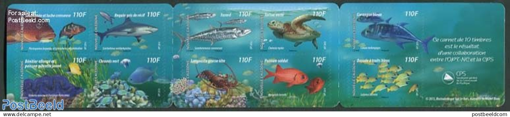 New Caledonia 2013 Fish Of The Lagoon 10v S-a In Booklet, Mint NH, Nature - Fish - Turtles - Stamp Booklets - Neufs