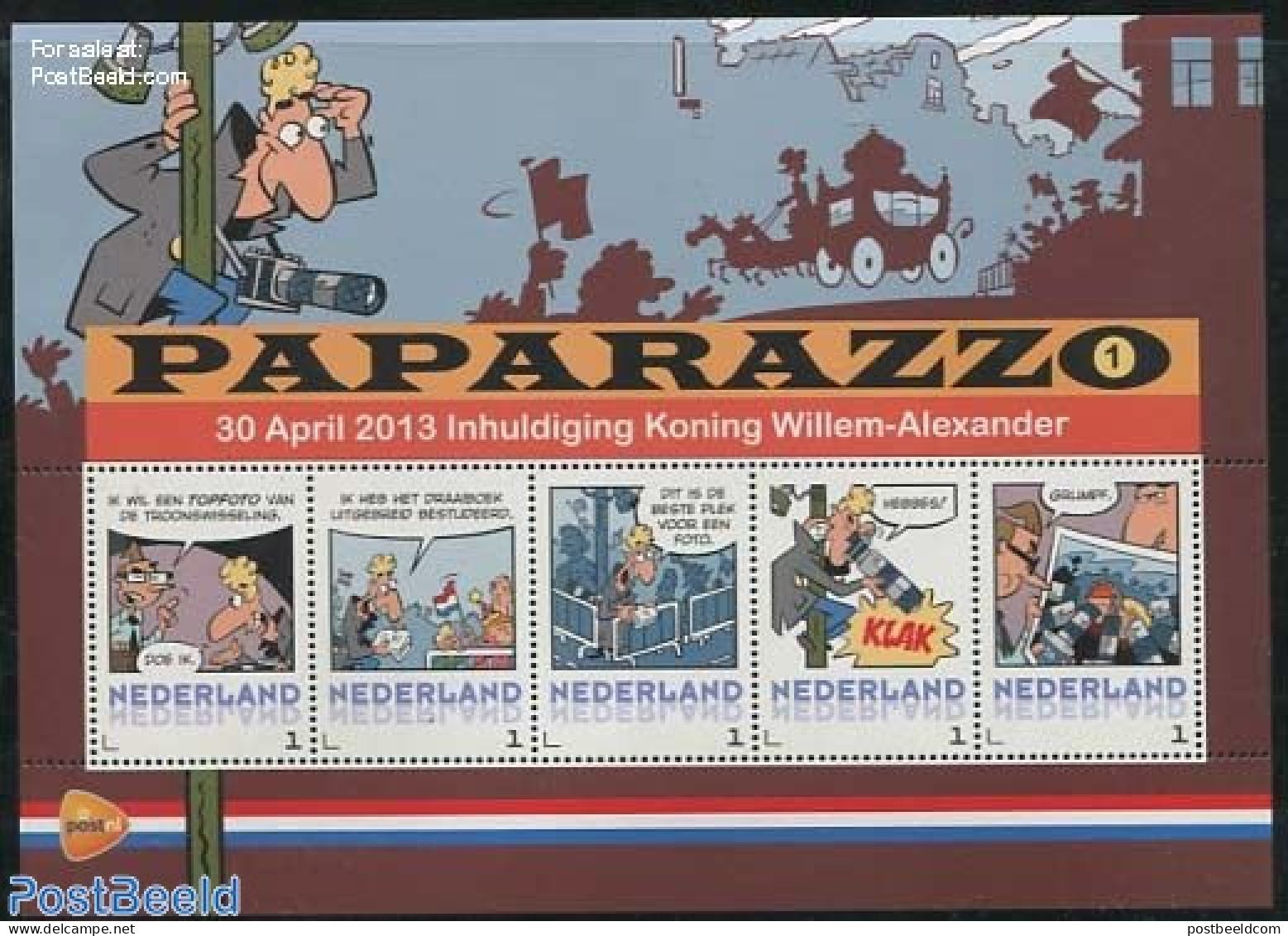 Netherlands - Personal Stamps TNT/PNL 2013 Paparazzo (1) 5v M/s, Mint NH, History - Newspapers & Journalism - Art - Co.. - Bandes Dessinées