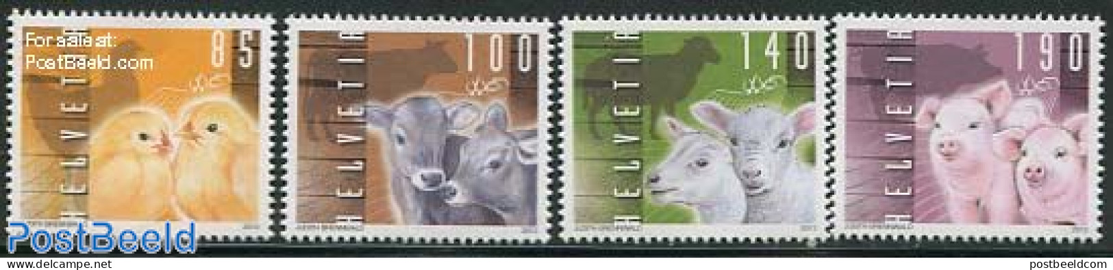 Switzerland 2013 Farm Animals 4v S-a, Mint NH, Nature - Animals (others & Mixed) - Birds - Cattle - Ungebraucht