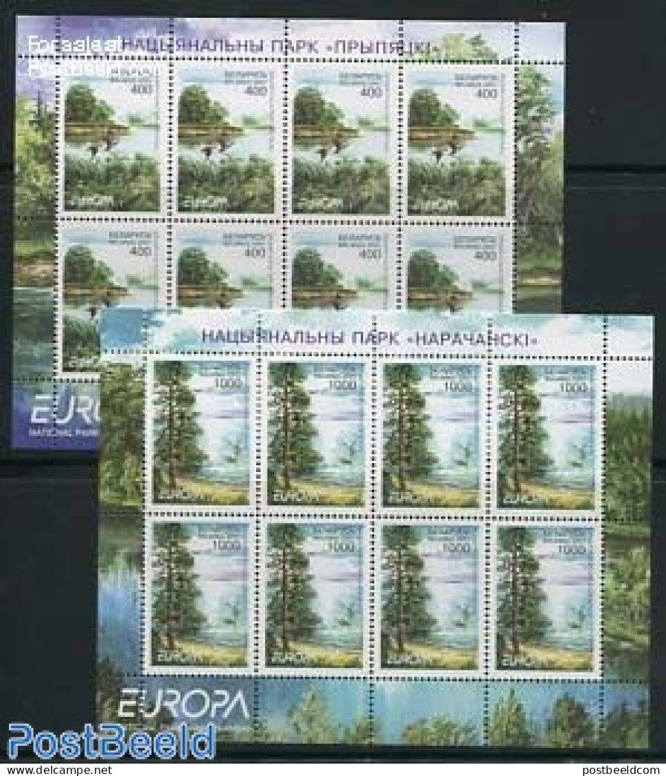 Belarus 2001 Europa, Water 2 M/ss, Mint NH, History - Nature - Europa (cept) - Birds - Water, Dams & Falls - Belarus