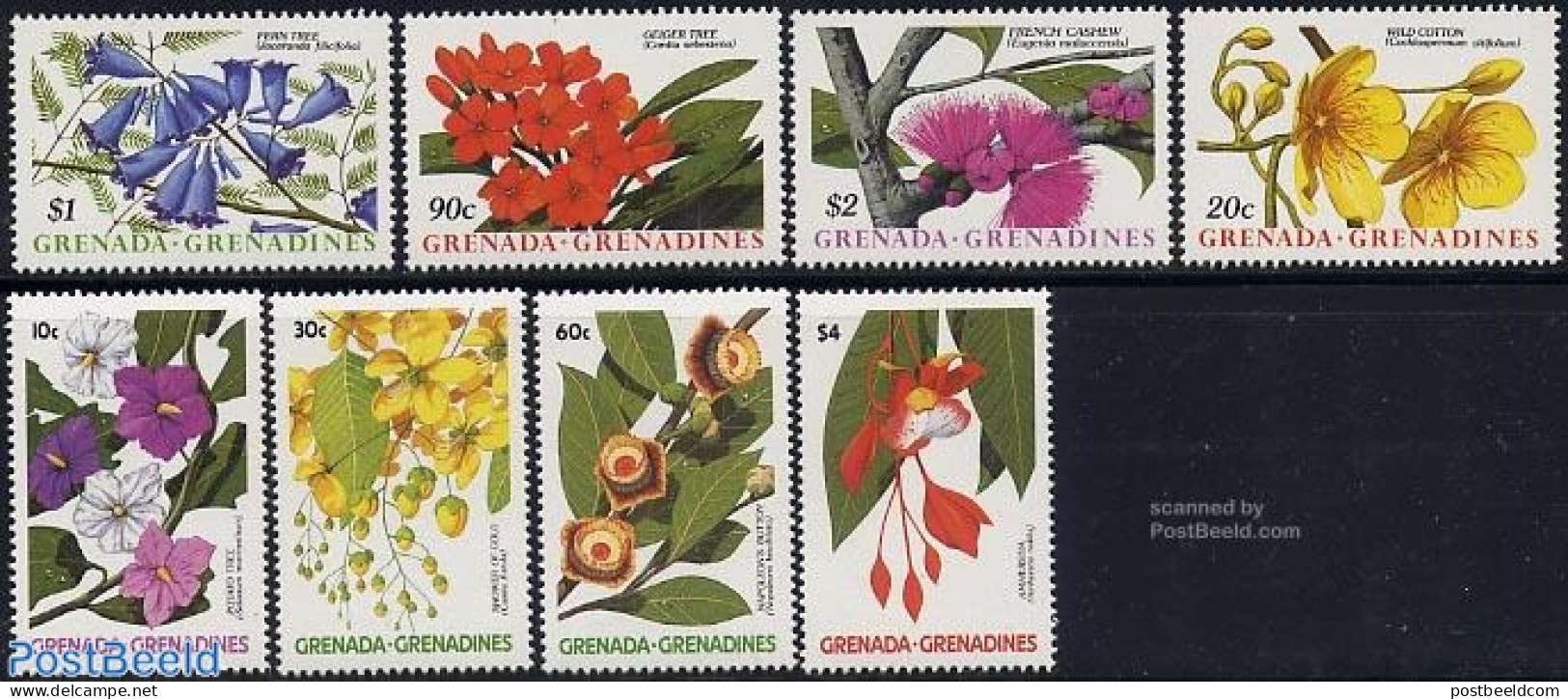 Grenada Grenadines 1988 Flowers 8v, Mint NH, Nature - Flowers & Plants - Grenada (1974-...)