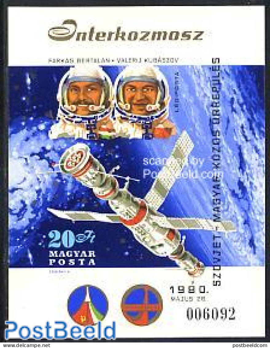 Hungary 1980 Intercosmos S/s Imperforated, Mint NH, Transport - Space Exploration - Neufs