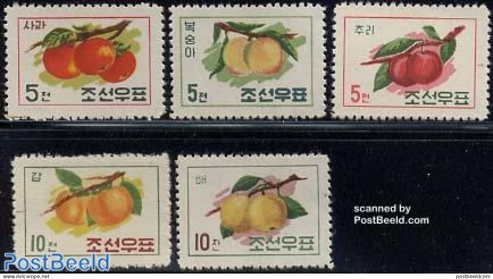 Korea, North 1961 Fruits 5v, Mint NH, Nature - Fruit - Obst & Früchte