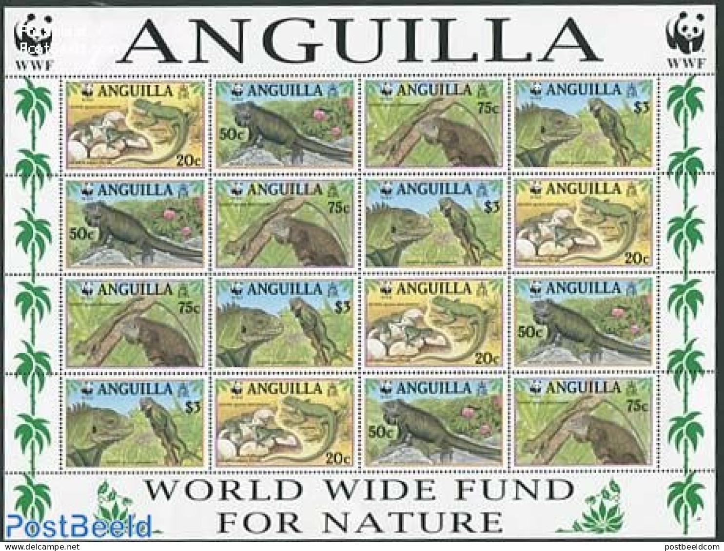 Anguilla 1997 WWF, Green Leguan, Mint NH, Nature - Reptiles - World Wildlife Fund (WWF) - Anguilla (1968-...)