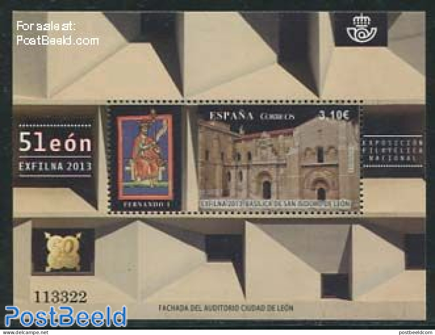 Spain 2013 Exfilna, Leon S/s, Mint NH, Religion - Churches, Temples, Mosques, Synagogues - Philately - Unused Stamps