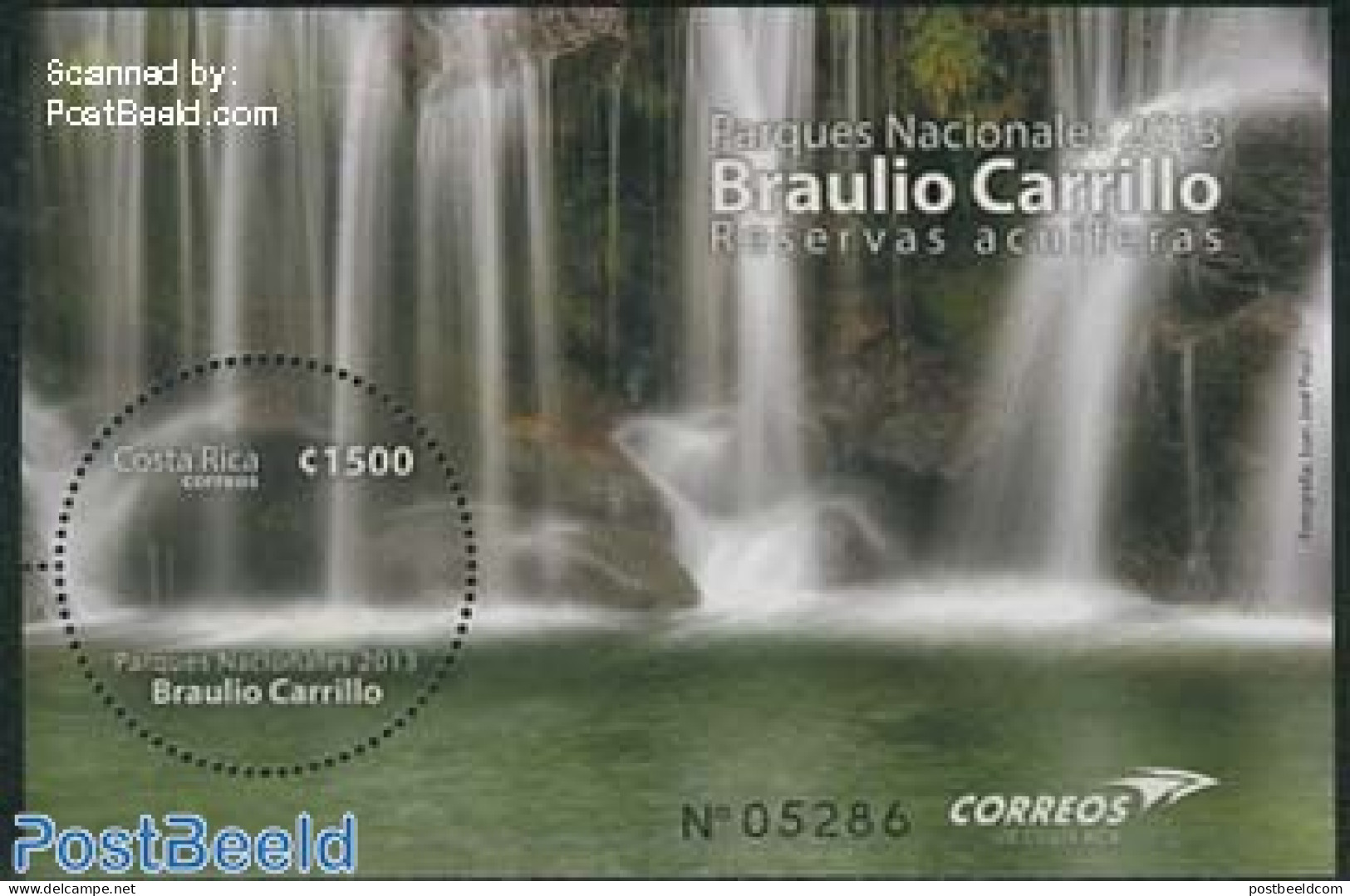 Costa Rica 2013 National Park, Braulio Carillo S/s, Mint NH, Nature - Various - National Parks - Water, Dams & Falls -.. - Natur