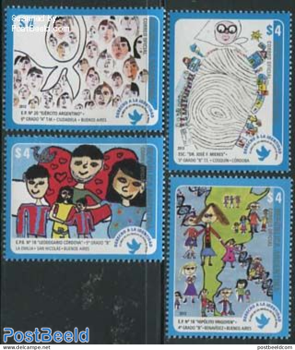 Argentina 2013 Right On Identity 4v, Mint NH, Various - Justice - Art - Children Drawings - Neufs