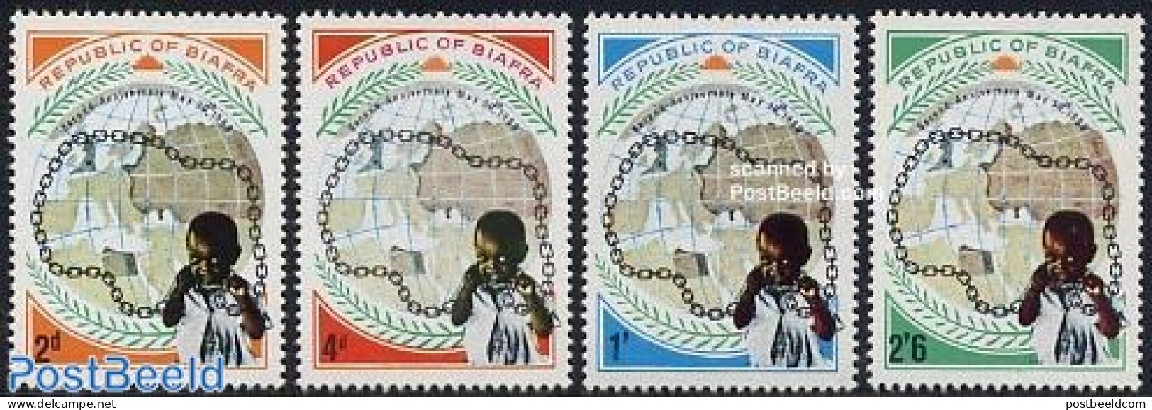 Biafra 1969 2 Years Independence 4v, Mint NH, Various - Maps - Géographie