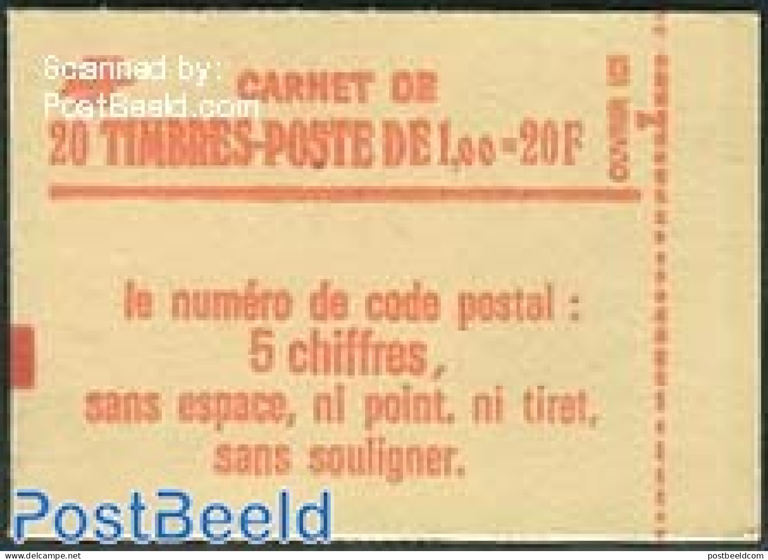 France 1978 Definitives Booklet, Sabine Green, 20x1.00, Brilliant Gum, Mint NH, Stamp Booklets - Ongebruikt