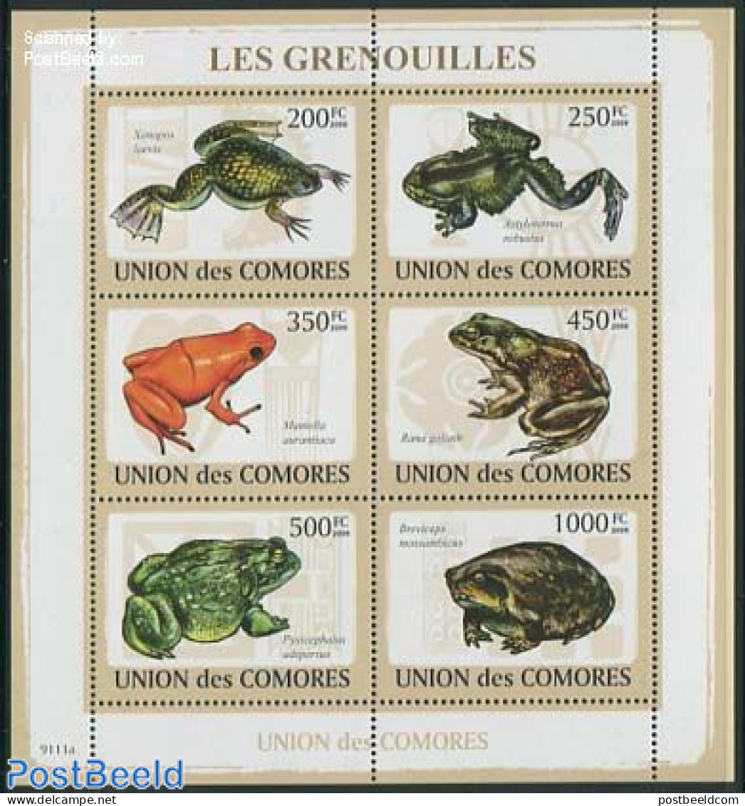 Comoros 2009 Frogs 6v M/s, Mint NH, Nature - Frogs & Toads - Comoren (1975-...)