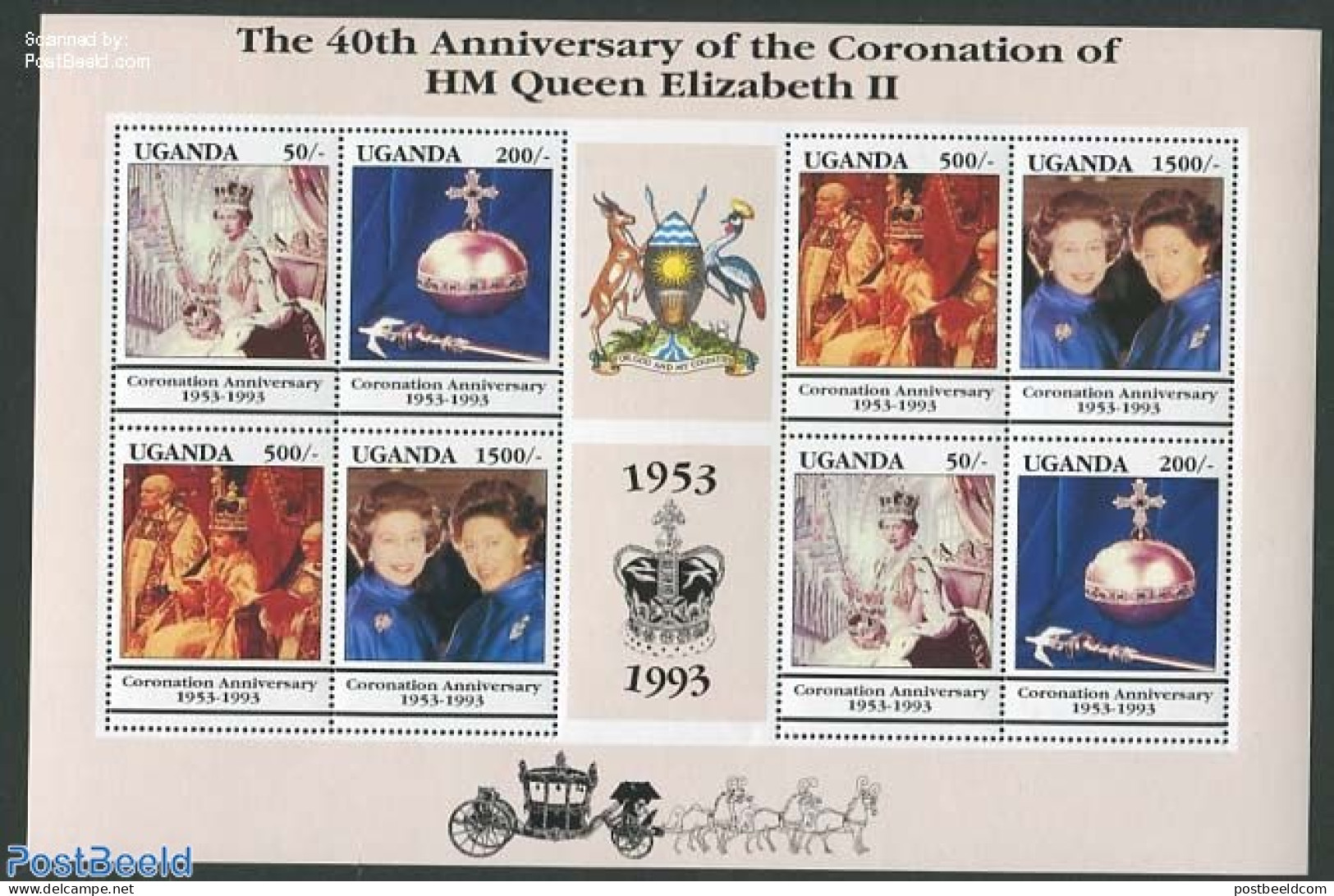 Uganda 1993 Coronation Anniversary M/s, Mint NH, History - Kings & Queens (Royalty) - Königshäuser, Adel