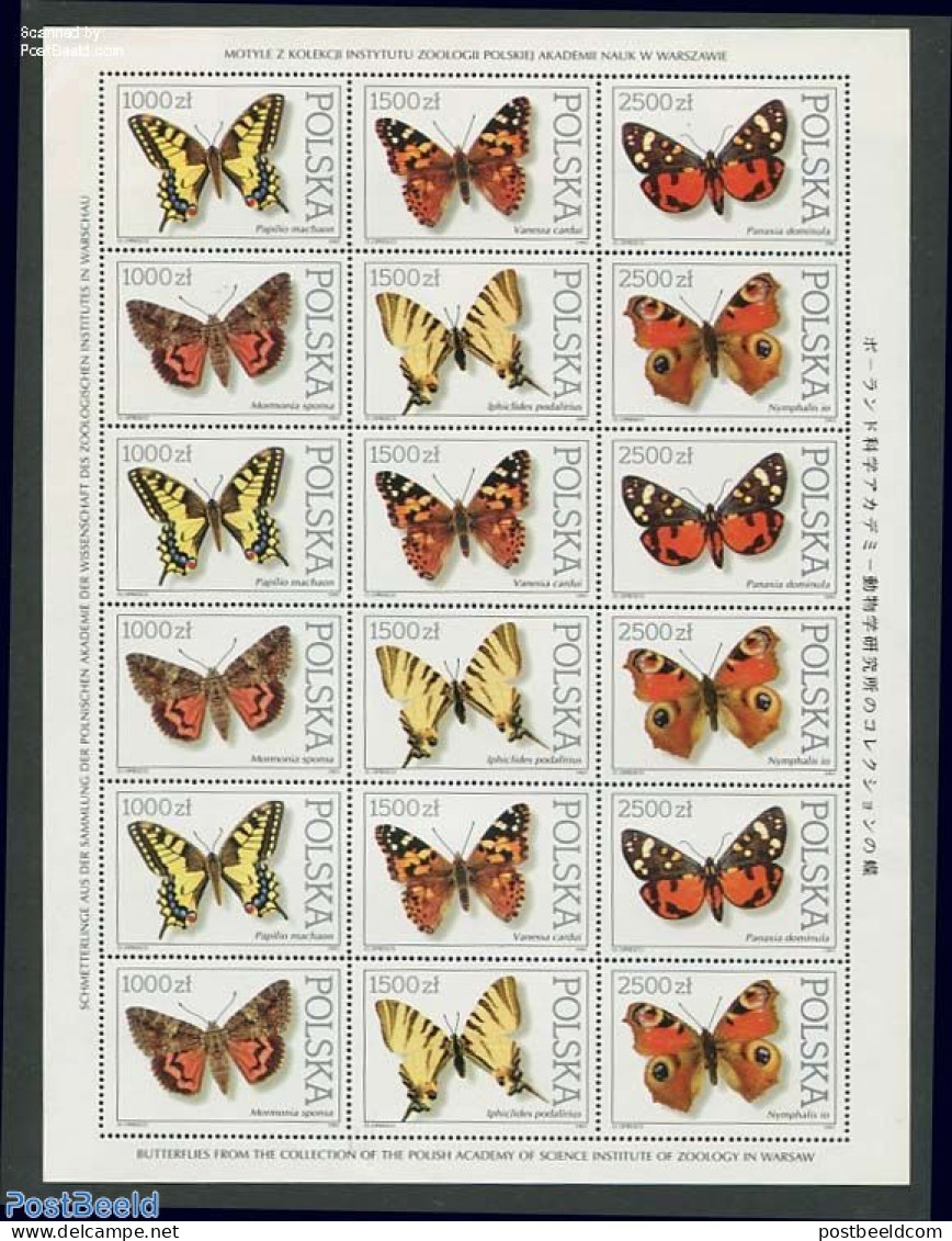 Poland 1991 Butterflies M/s, Mint NH, Nature - Butterflies - Unused Stamps