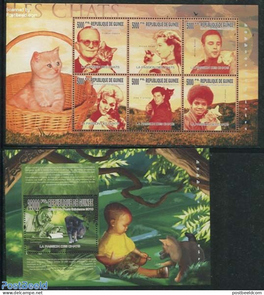 Guinea, Republic 2010 Cats And Their Famous Owners 2 S/s, Mint NH, Nature - Cats - Other & Unclassified