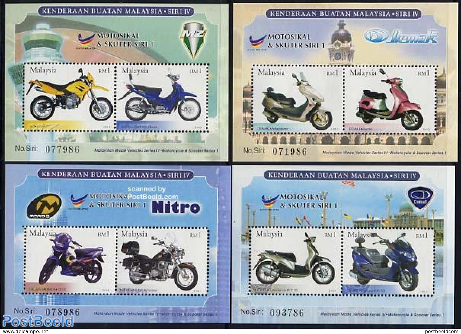 Malaysia 2003 Motor Cycles 4 S/s, Mint NH, Transport - Motorcycles - Motorräder