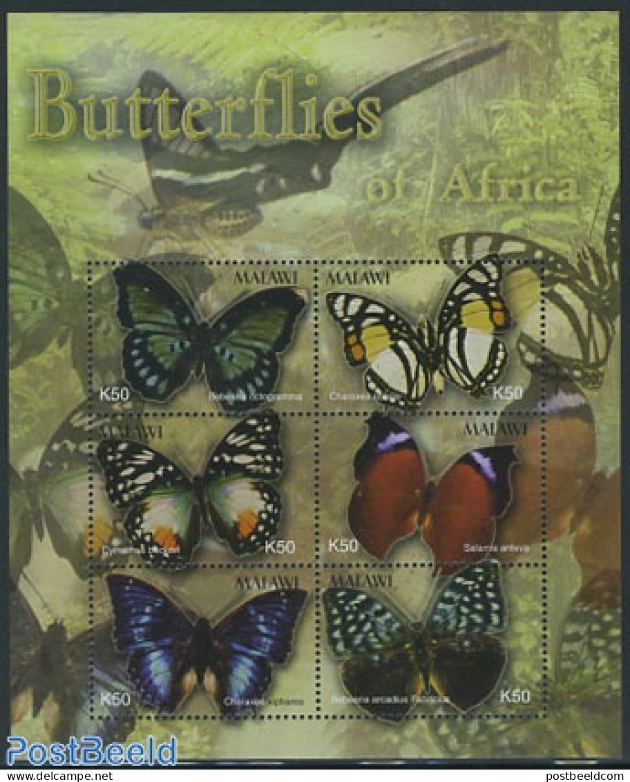 Malawi 2003 Butterflies 6v M/s, Mint NH, Nature - Butterflies - Malawi (1964-...)