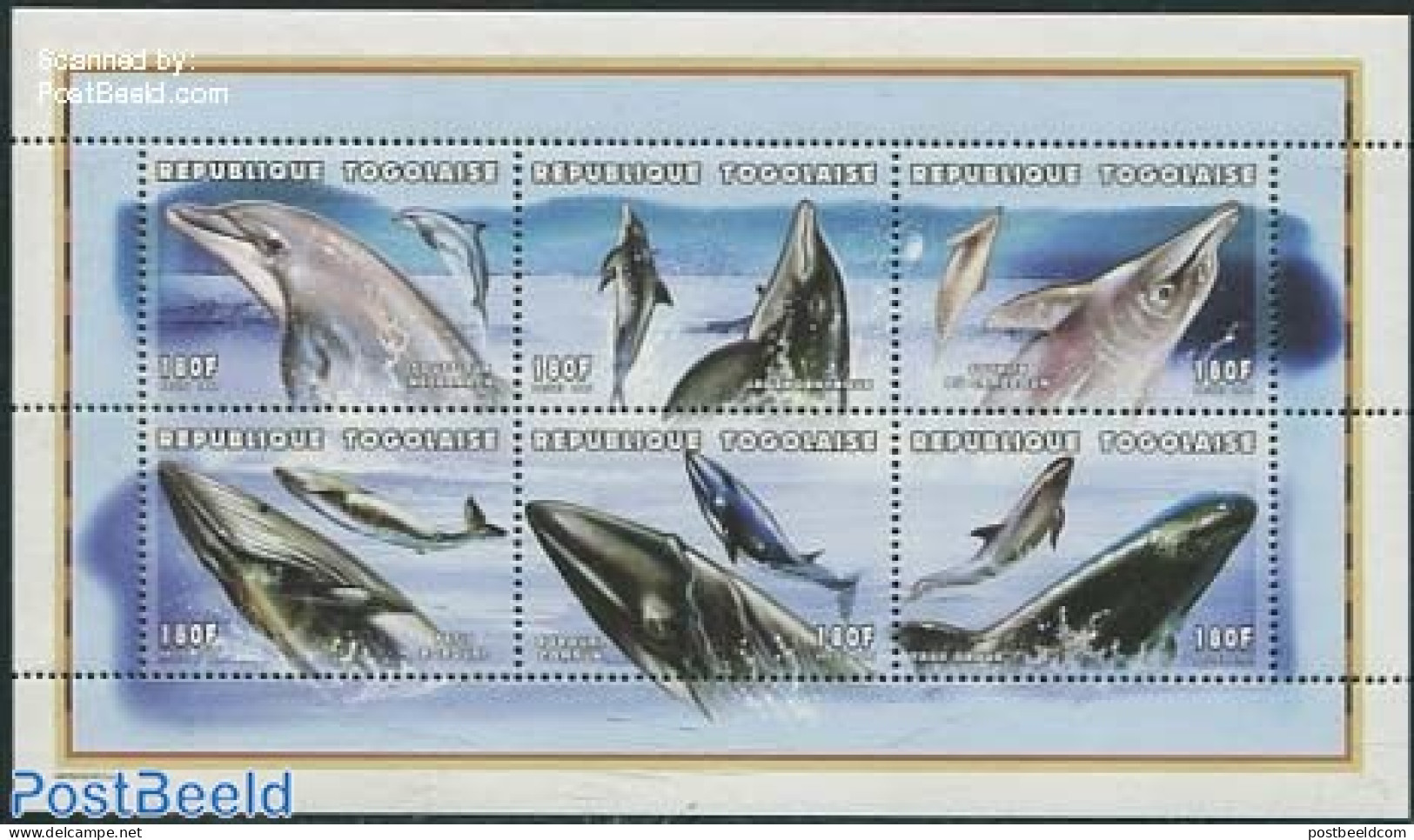 Togo 1997 Scouting/whales 6v M/s, Mint NH, Nature - Sport - Sea Mammals - Scouting - Togo (1960-...)
