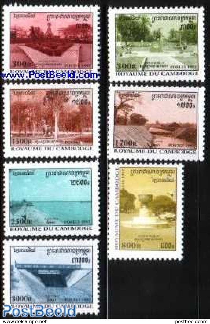 Cambodia 1997 Public Parks 7v, Mint NH, Nature - Gardens - Water, Dams & Falls - Cambodge